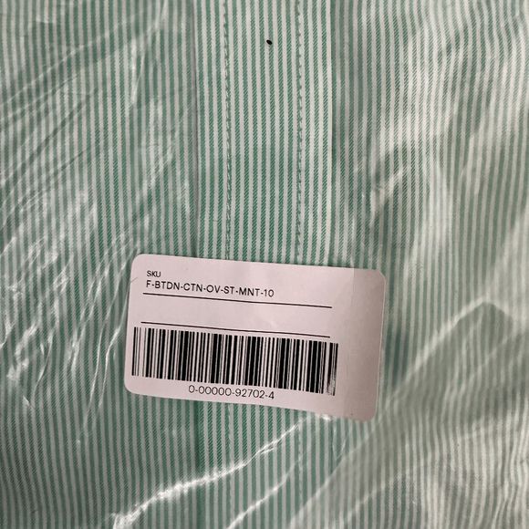 NWT Everlane Green Button Down Cotton Oversized Pinstripe Shirt Size 10 - Picture 4 of 4